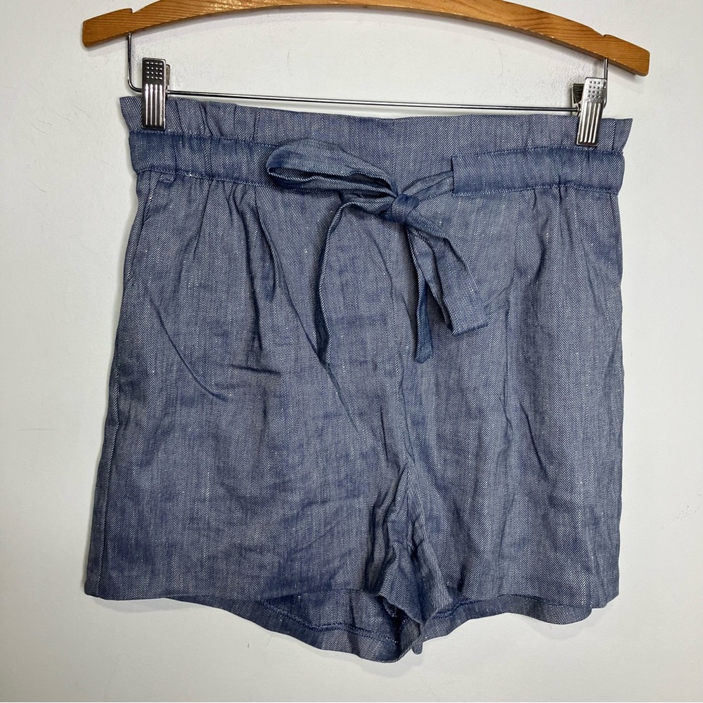 Express high rise shortie paperbag shorts tie blue women’s size‎ small casual